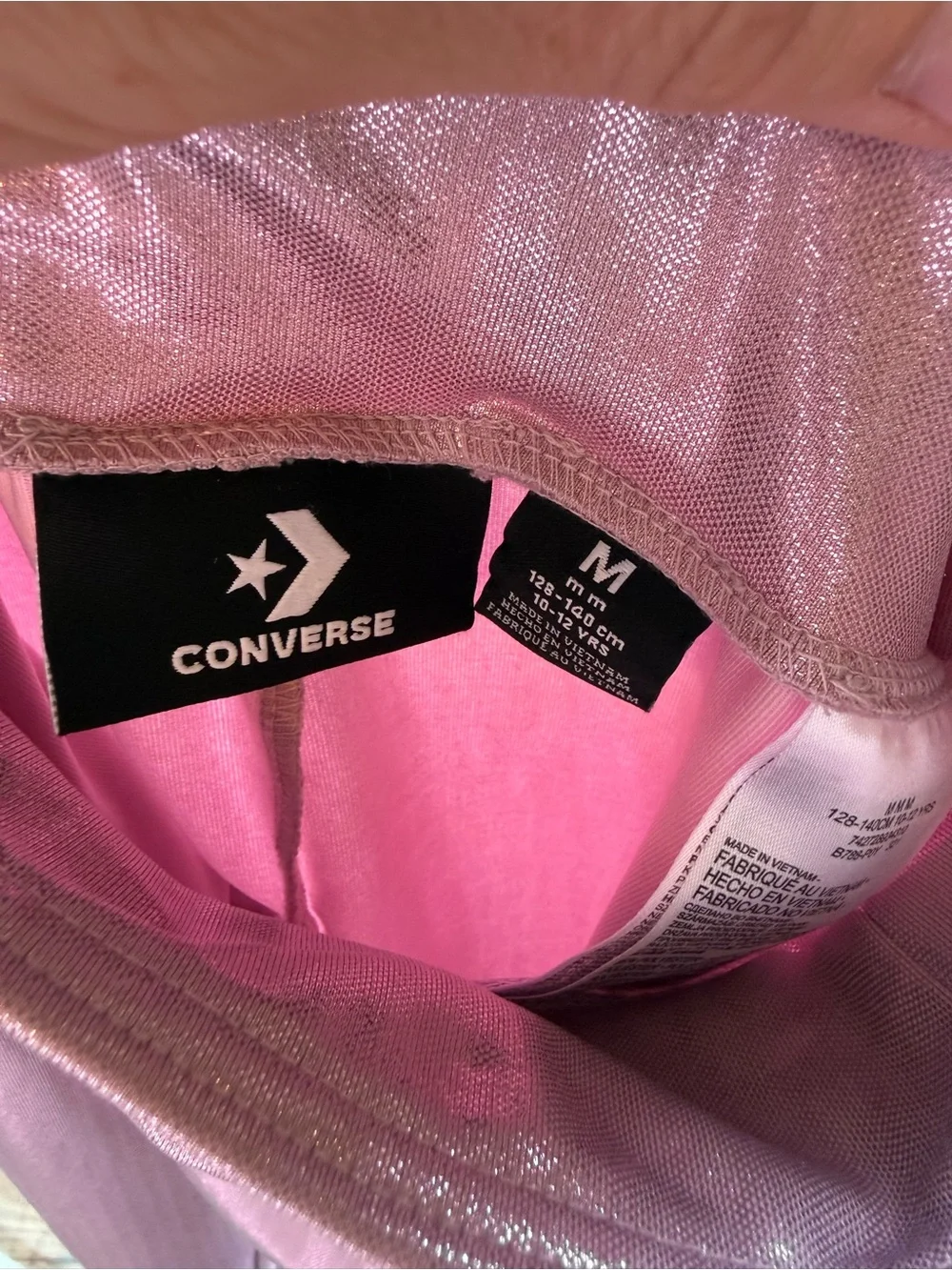 Converse Girls' Shimmery Pink Leggings with Badge